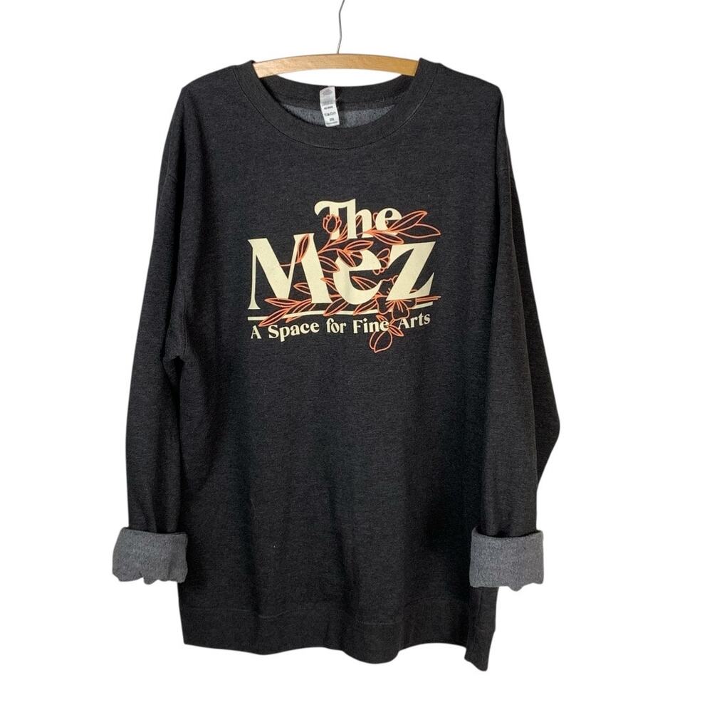The Mez Arts Graphic Sweatshirt Gray Crew Neck Pullover Size 2XL